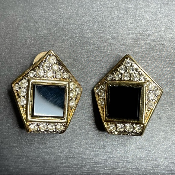 Boucles D'oreilles Clips Vintage NINA RICCI Gripoix - Verre Coulé, Laiton, Style Années 80, Fabriqué En France